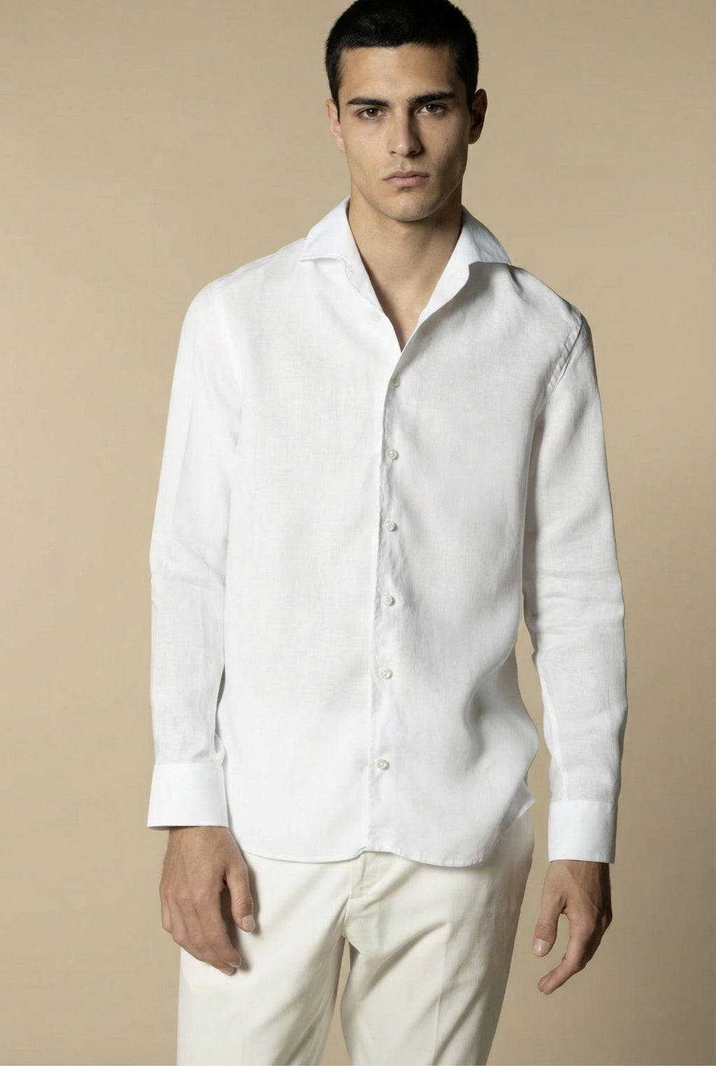 Long Sleeve Linen Shirt White